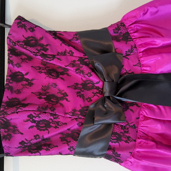 Jessica McClintock For Gunne Sax Fuschia Dress Size 1, Juniors Vintage - Picture 2 of 5